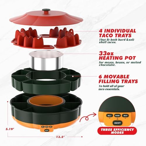 Taco Tuesday Kit - Taco Bar Serving Set for a Party with 33oz Heated