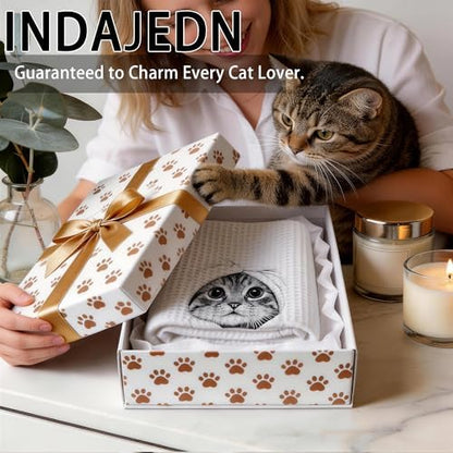 Funny Cat Gifts Hand Towels, Cute Tabby Cat Hand Towels for Bathroom