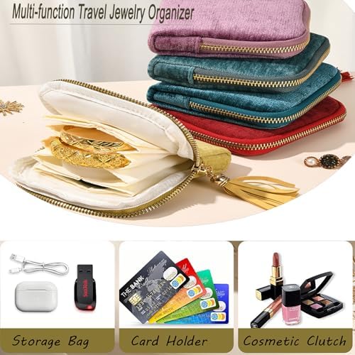 Travel Jewelry Case,Small Velvet Travel Jewelry Organizer Bag