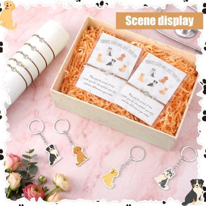 24 Sets Vet Tech Appreciation Gifts Bulk Dog Keychains and Paw