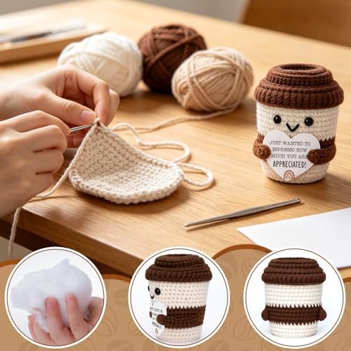 Mini Appreciation Office Gift for Women Men Coworkers Crochet Coffee