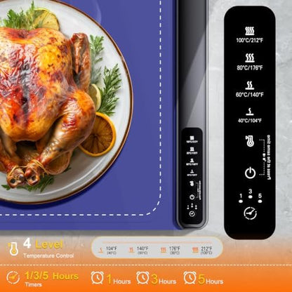 Warming Mat for Food,24x15Inch Warming Trays with 4 Temperature Levels