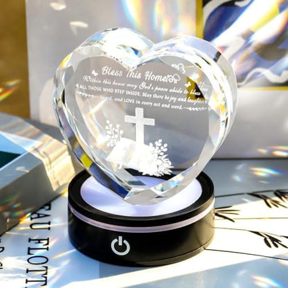 Ornalrist Crystal Heart House Warming Gifts New Home Religious for