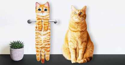 Funny Cat Hand Towel for Bathroom Kitchen, Hanging Decor Gifts for Women | Decorative Soft Dish Towels, Cat Themed Kitchen Gadgets, Housewarming Birthday Christmas Unique Gifts for Cat Lovers Her Mom