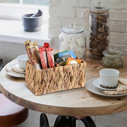 BTSKY Handwoven Remote Control Holder for Table, Natural Water