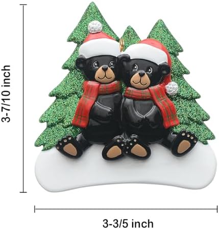 Personalized Black Bear Family of 2 Christmas Ornament 2026 with Names
