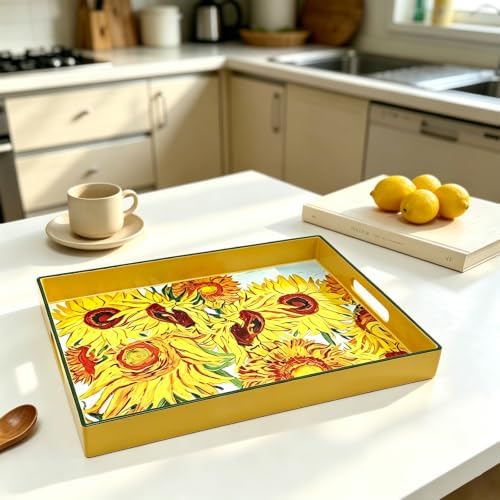 Classic Impressionist Sunflower Decorative Serving Tray, 15.7" x 11.8"