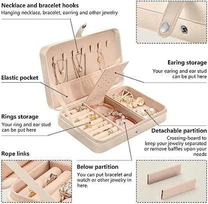 Travel Jewelry Case Box Organizer Gifts for Women Girls Man PU Leather