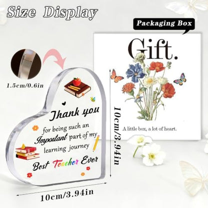 Teacher Appreciation Gift - Acrylic Heart Plaque Paperweight