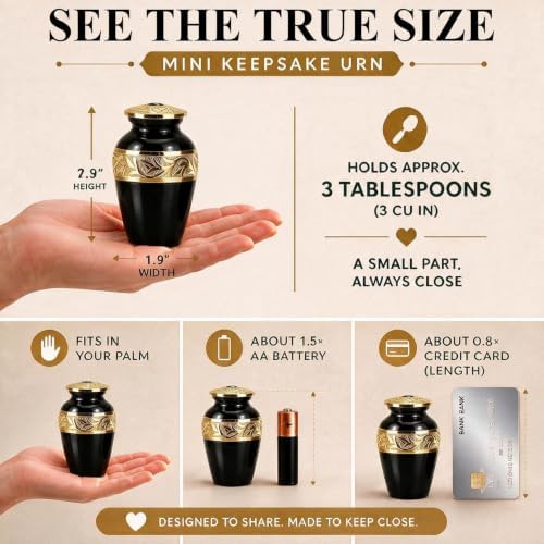 Small Urns for Human Ashes Keepsake - Decorative Mini Memorial Urn for