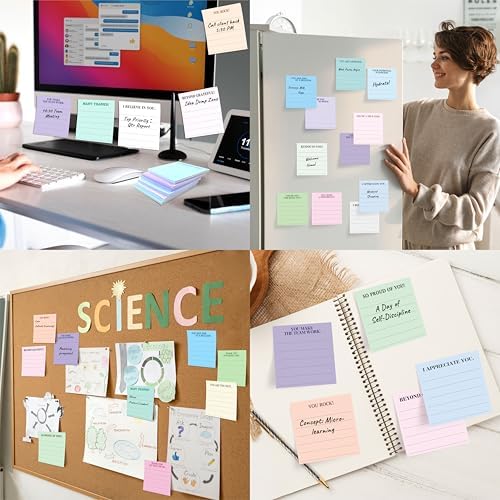 18 PCS Inspirational Sticky Notes with Lines, Adhesive Note Pads