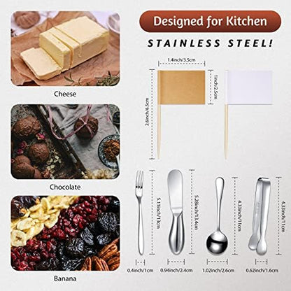 Patelai 14 Pcs Cheese Spreaders Stainless Steel Charcuterie Set,Silver