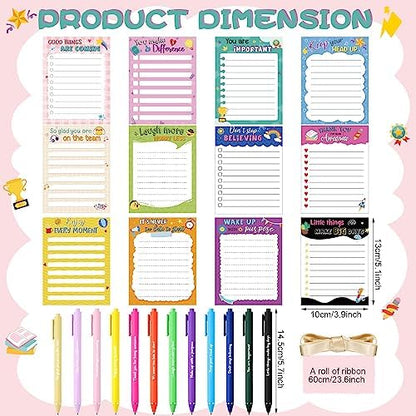 Yeaqee 12 Set Motivational Sticky Notes with Pens, Coworker Gifts