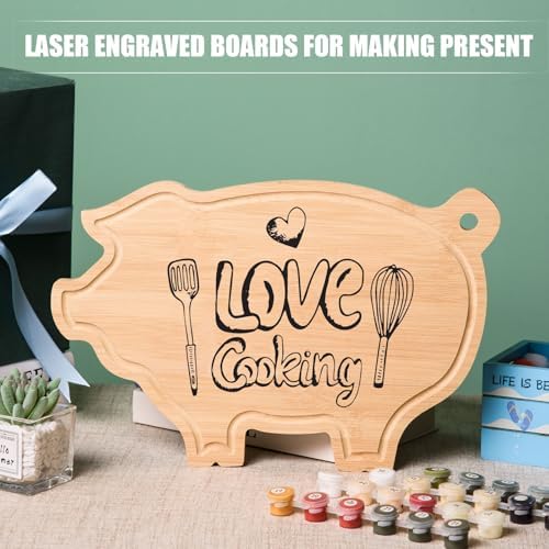 AWIZOM Pig Cutting Board with Juice Groove Animal Bamboo Charcuterie