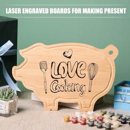 AWIZOM Pig Cutting Board with Juice Groove Animal Bamboo Charcuterie