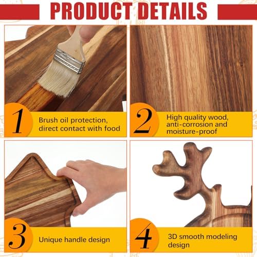 Umigy 2 Pcs Christmas Charcuterie Board Acacia Wood Cutting