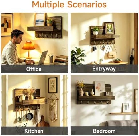Key Holder Wall Mount,Key and Mail Organizer with Wooden