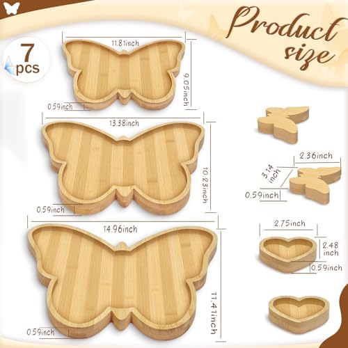 3 Pcs Butterfly Charcuterie Board with 2 Dipping Saucers and 2 DIY