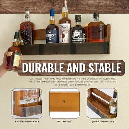 Liquor Bottle Display Shelf – Wall Bar Shelf for Whiskey, Wine &