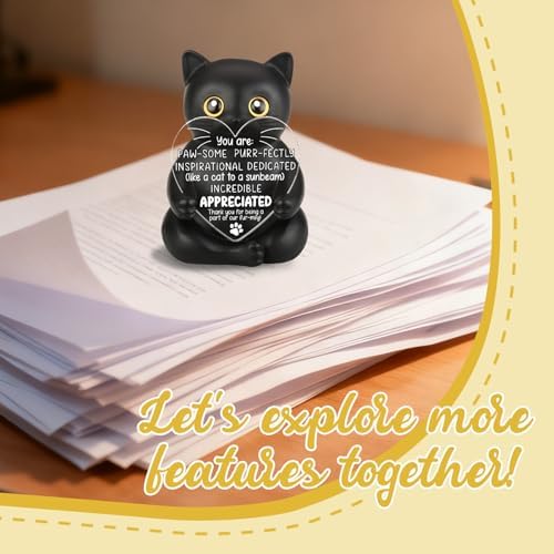 FOUGSTA Super Adorable Black Cat Resin Figurine, Appreciation Gift for