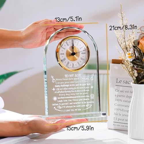 Arikyrist Crystal Clock Gifts for Son from Mom Dad on Birthday