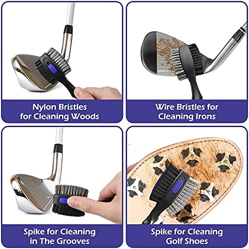 THIODOON 2 Pack Golf Club Brushes and Groove Cleaner 2 ft Retractable
