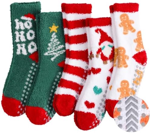 floconssy Fuzzy Socks with Grips for Women, Fall Cozy Fluffy Slipper