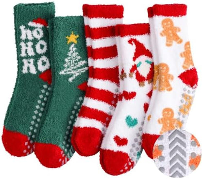 floconssy Fuzzy Socks with Grips for Women, Fall Cozy Fluffy Slipper