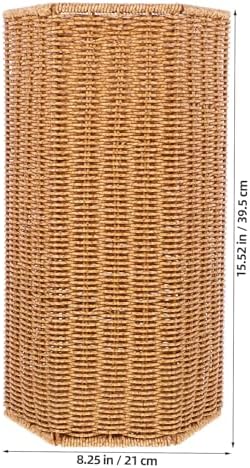 Woven Umbrella Stand with Rain Collection Tray, Brown Entryway Storage