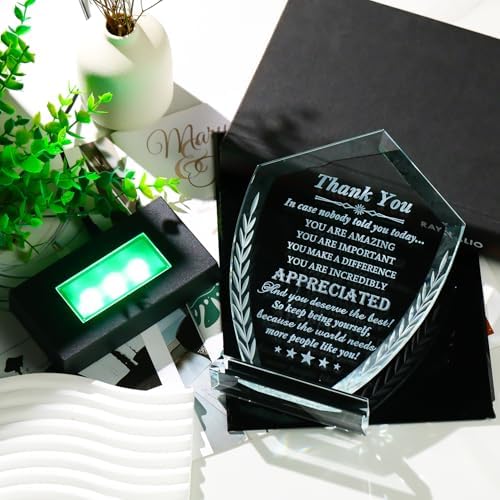 Movdyka Thank You Gift for Women Men, Engraved Crystal Appreciation