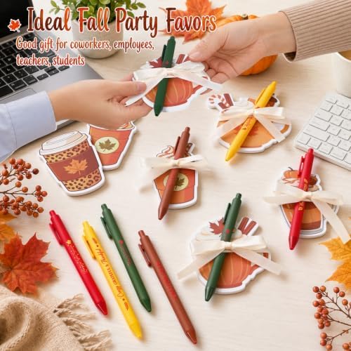 24 Set Fall Coffee Cup Sticky Notes and Pens Thanksgiving Party Gift