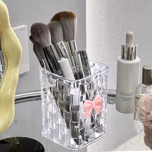 Acrylic Pen Holder for Desk, Clear Pencil Organizer Makeup Brush Cup