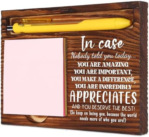 Appreciation Gift, Inspirational Wooden Sticky Note Holder for