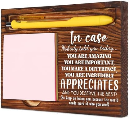 Appreciation Gift, Inspirational Wooden Sticky Note Holder for