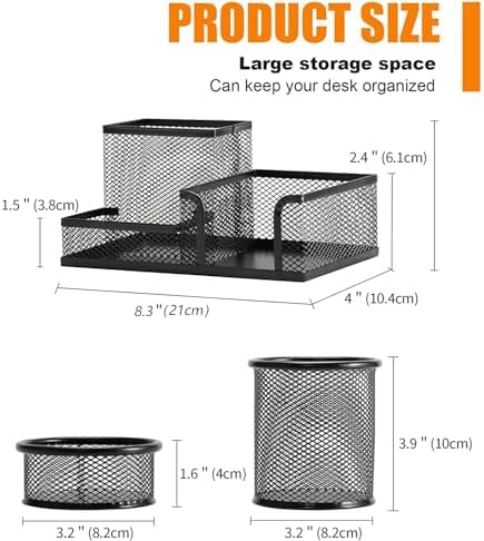 Pen Holder for Desk, Desk Organizers Set-3 Compartments Mesh Pencil
