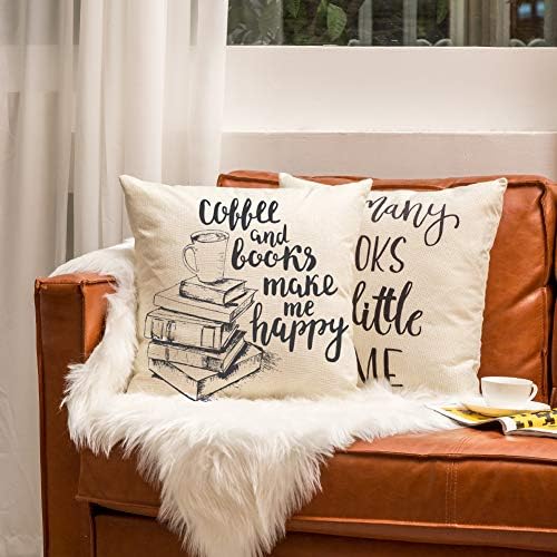 Ogiselestyle Throw Pillow Cover Coffee And Books Make Me Happy Quote