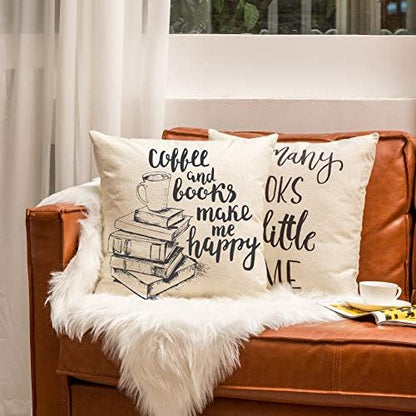 Ogiselestyle Throw Pillow Cover Coffee And Books Make Me Happy Quote