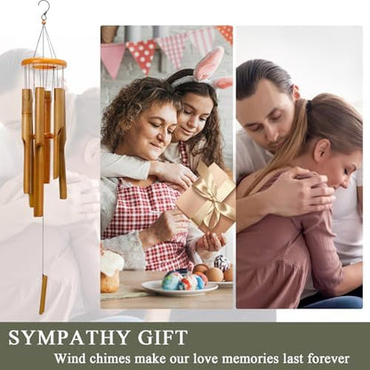 Bamboo Wind Chime for Outside, Wooden Wind Chimes Garden Memorial