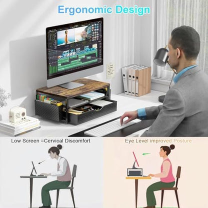 gianotter Desk Organizers and Accessories, Monitor Stand with Drawer