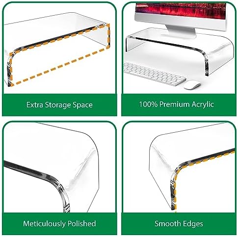 AMT Premium Acrylic Clear Monitor Stand Laptop/PC/Multimedia Monitor