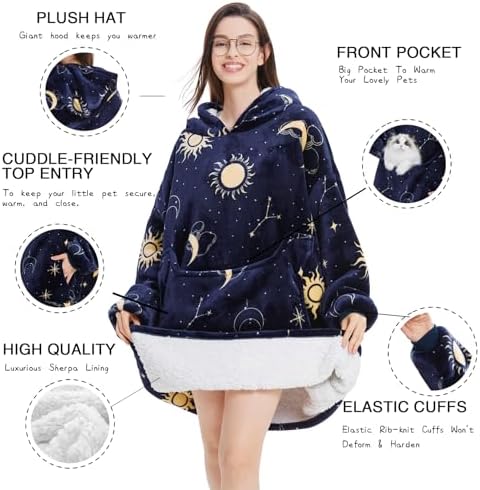 Aemilas Wearable Blanket Hoodie - Soft Sherpa Blanket Sweatshirt as