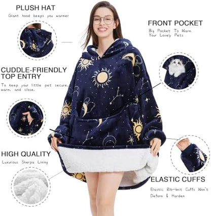 Aemilas Wearable Blanket Hoodie - Soft Sherpa Blanket Sweatshirt as