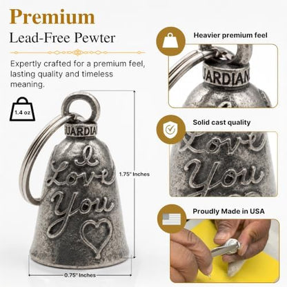 Guardian Bell Celtic Good Luck Bell w/Keyring & Black Velvet Gift Bag