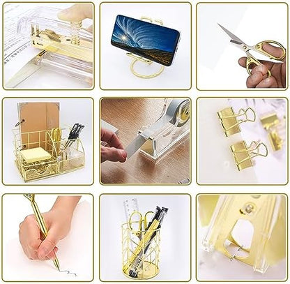Gold Office Desk Organizers, 13PCS Office Supplies and Accessories