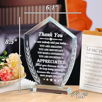 Movdyka Thank You Gift for Women Men, Engraved Crystal Appreciation