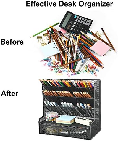 Marbrasse Mesh Pen Holder for Desk, Multi-Functional Pencil Organizer