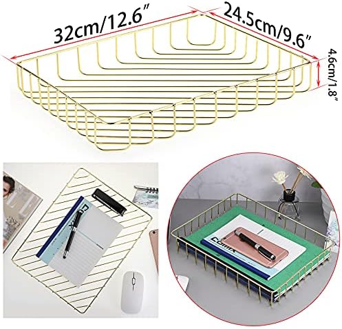 BTSKY Multipurpose A4 File Tray Wire Desk Tray Organizer, Gold