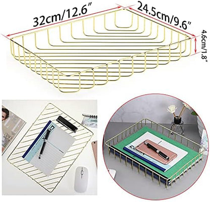 BTSKY Multipurpose A4 File Tray Wire Desk Tray Organizer, Gold