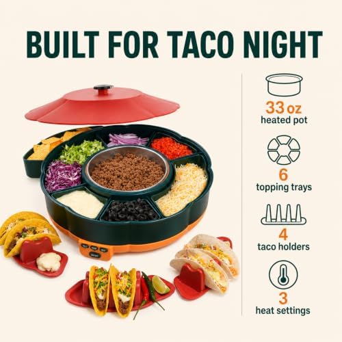 Taco Tuesday Kit - Taco Bar Serving Set for a Party with 33oz Heated