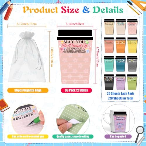 36 Sets Employee Appreciation Gifts Bulk Coffee Cup Sticky Notes with